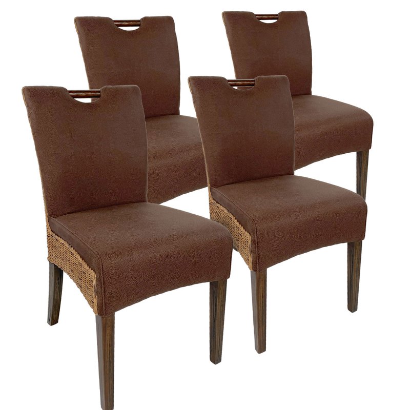 Rattan chair dining room chairs set 4 pieces of winter garden chairs bilbao upholstered chairs prairie brown