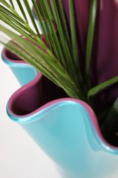 Vase glass wavy two-tone turquoise purple glass vase table vase 30 cm