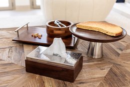 Silbermetall -Metall -Kuchenschale 30x30x14,5 cm