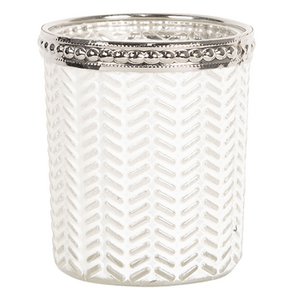 Tealight holder Ø 6x7 cm White Silver colored glass Tealight holder