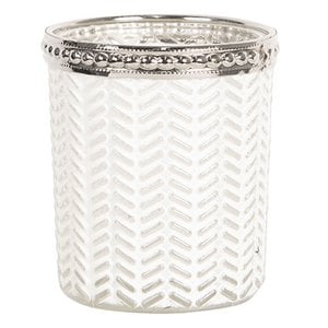 Tealight holder Ø 6x7 cm White Silver colored glass Tealight holder