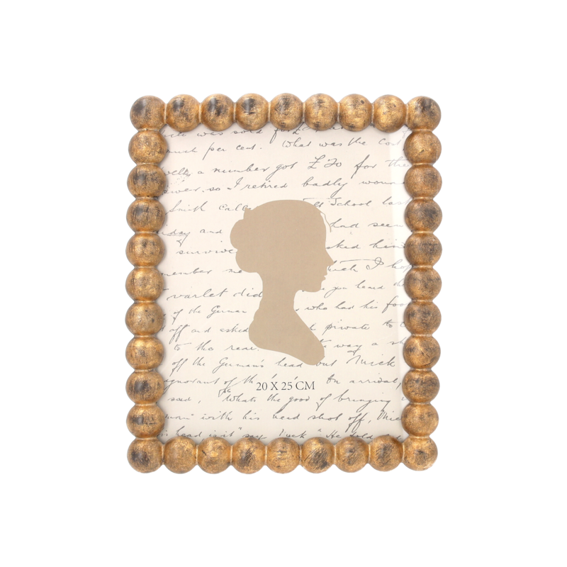 Decorative photo frame in gold resin spheres 24x19 cm
