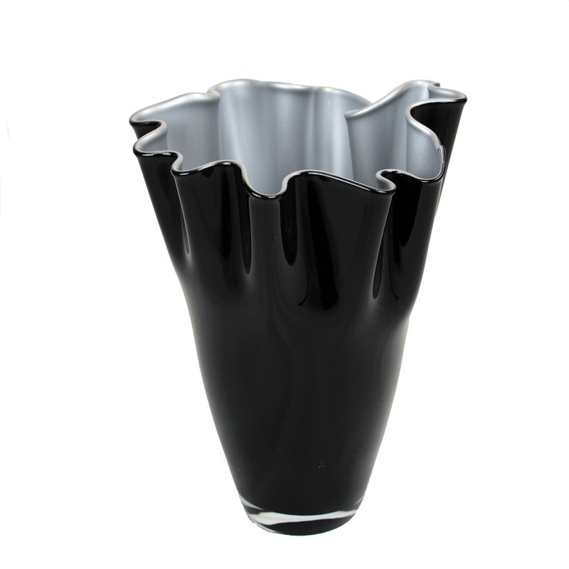 Vase glass wavy two-tone black silver glass vase table vase