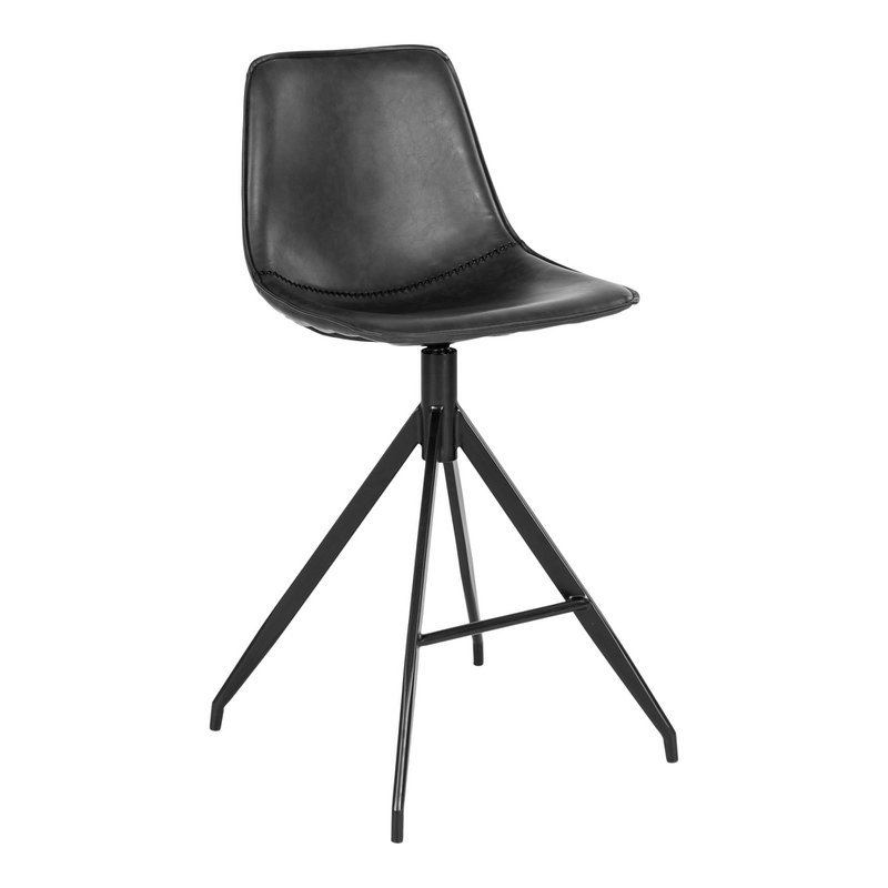 Monaco Counter Chair - Black, PU, Black Metal Legs, 51x44x96cm - set of 2