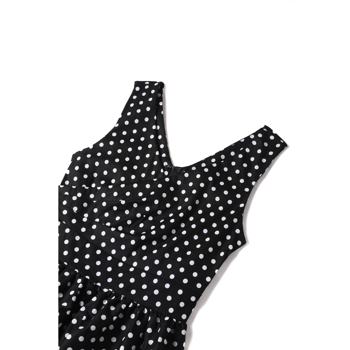 Stock UE May V-Neck 50-tych sukienki w stylu Black Polka Dot