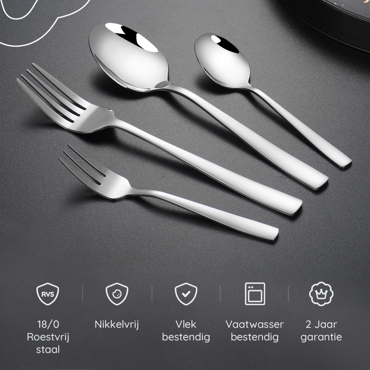 Besteckset Essential – 8 Personen / Silber 18.0 Edelstahl