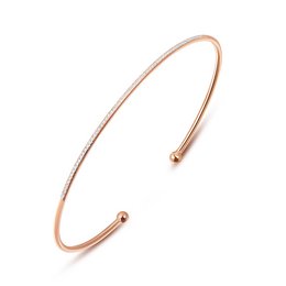 Bracelet jonc cercle avec diamants, or rose 18 carats