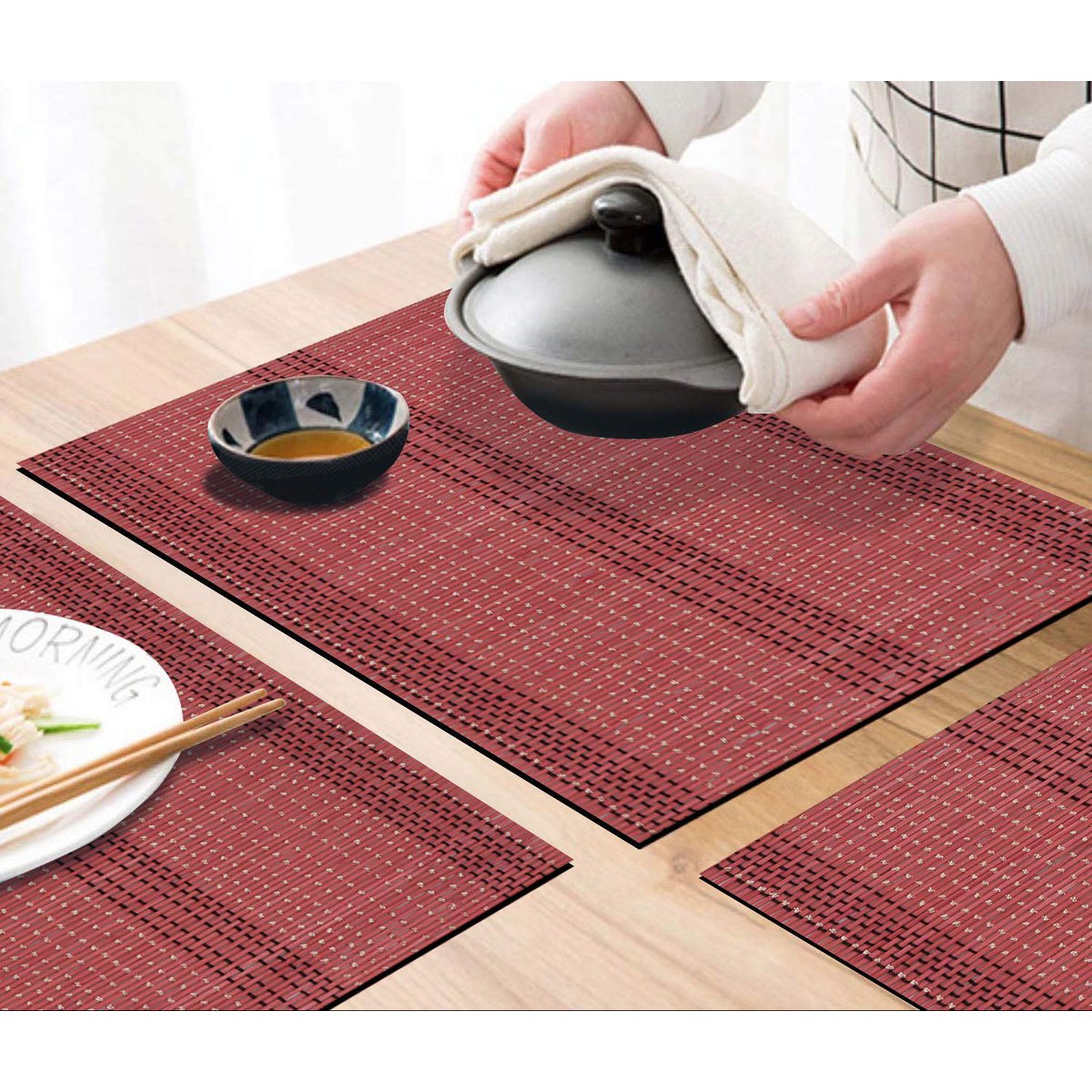 Eettafelplacemats – Hittebestendig Bamboe – 45x30 cm, Set van 6