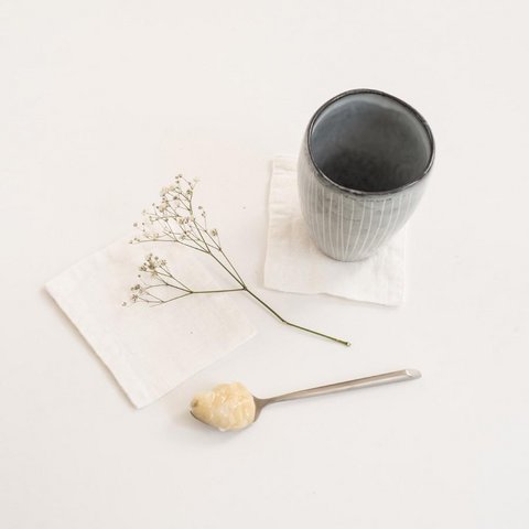 Off-White Linen Coasters Set of 4