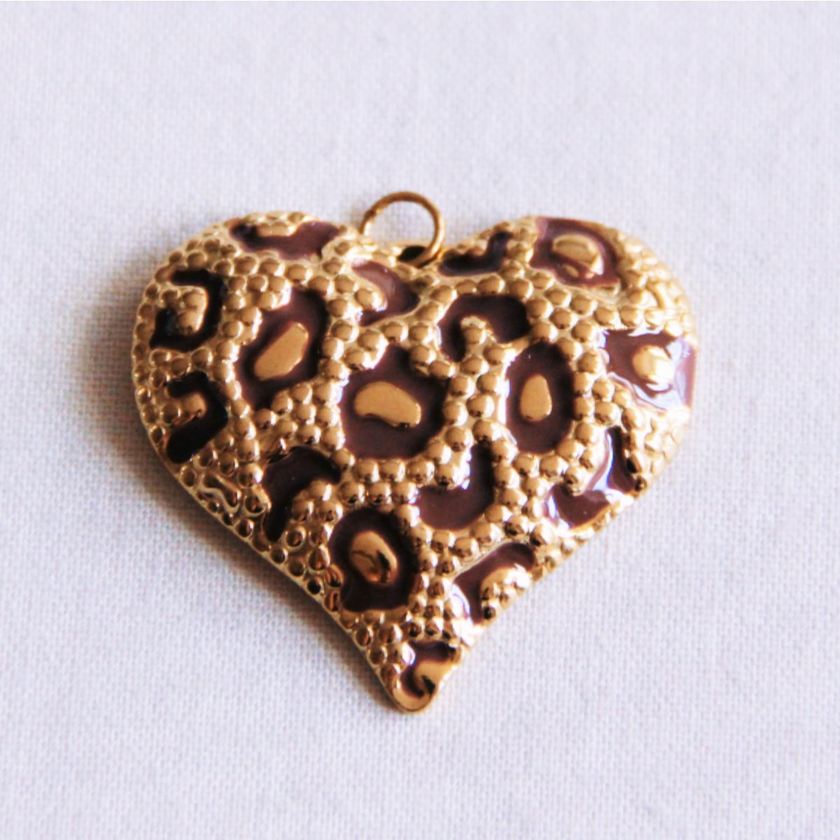 Leopard hjerte XL charm (vedhæng til XL perlehalskæde)