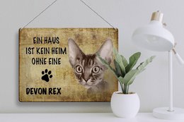 Metal sign saying 40x30cm Devon Rex cat without no home
