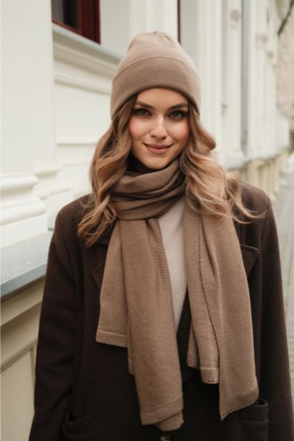 Gorro NAOMI - 100% lana merino - camel