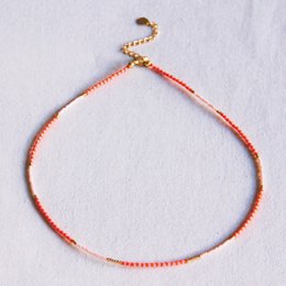 Beaded necklace orange/pink/nude