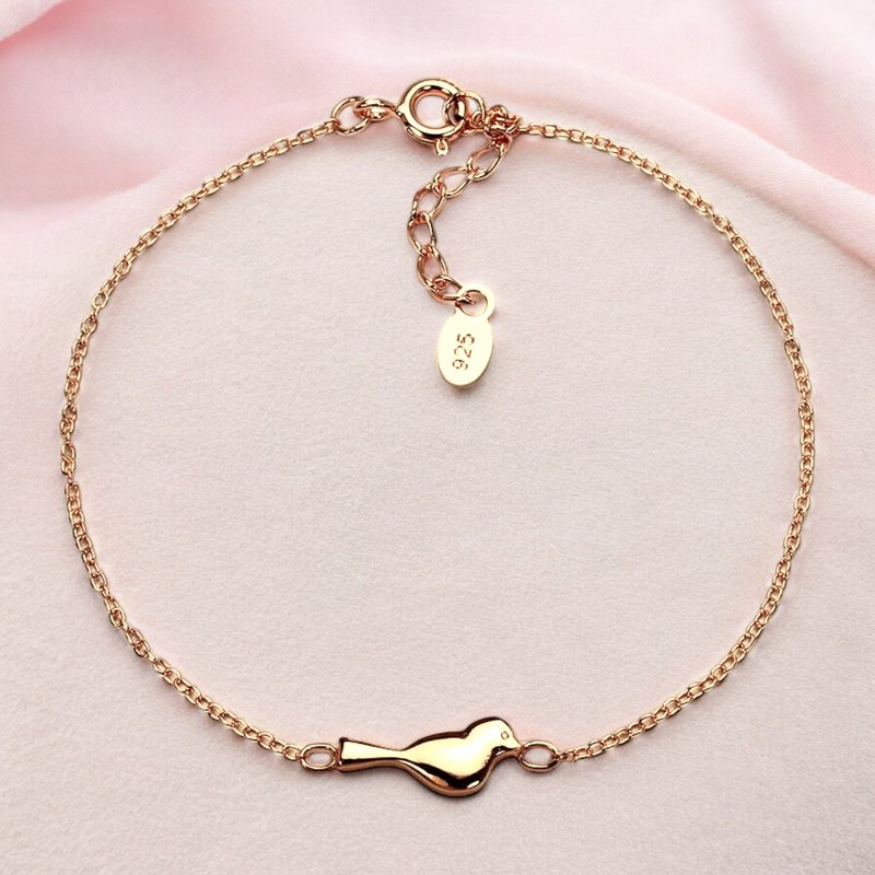925 sølvarmbånd med fuglemotiv - 18K forgyldt, 16,5 cm længde - ARM925-35
