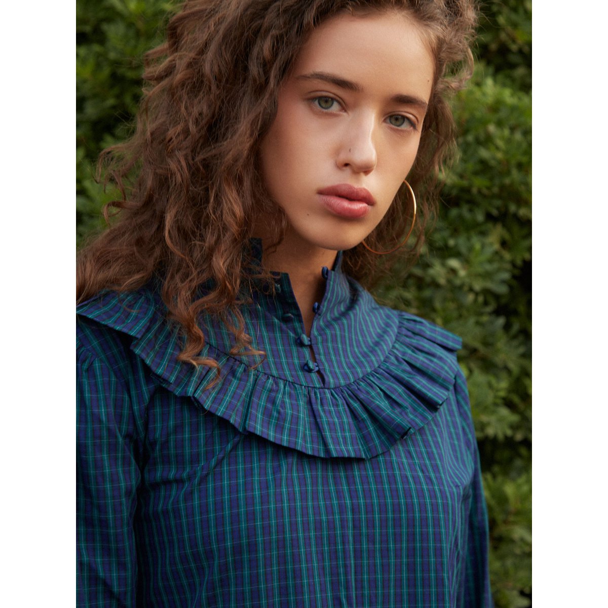 Twilight Blue Tartan pattern Maxi Dress
