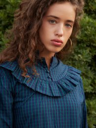 Twilight Blue Tartan pattern Maxi Dress