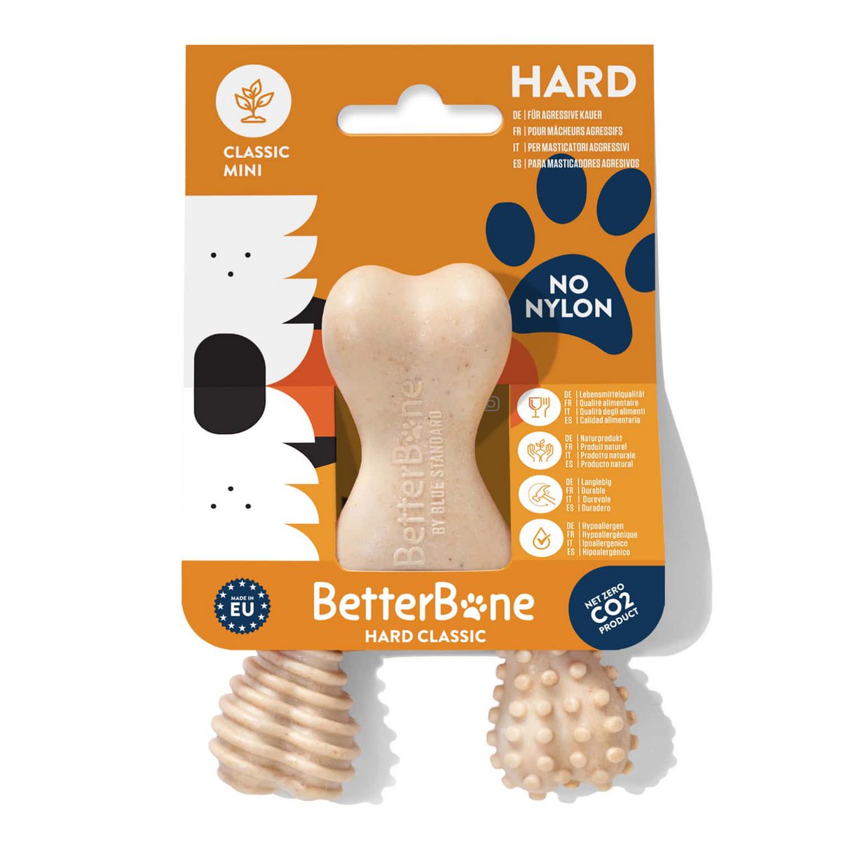 BetterBone Hunde Kauspielzeug Kauknochen - Mini Hard Classic (ohne Nylon, CO2 neutral in Europa hergestellt)