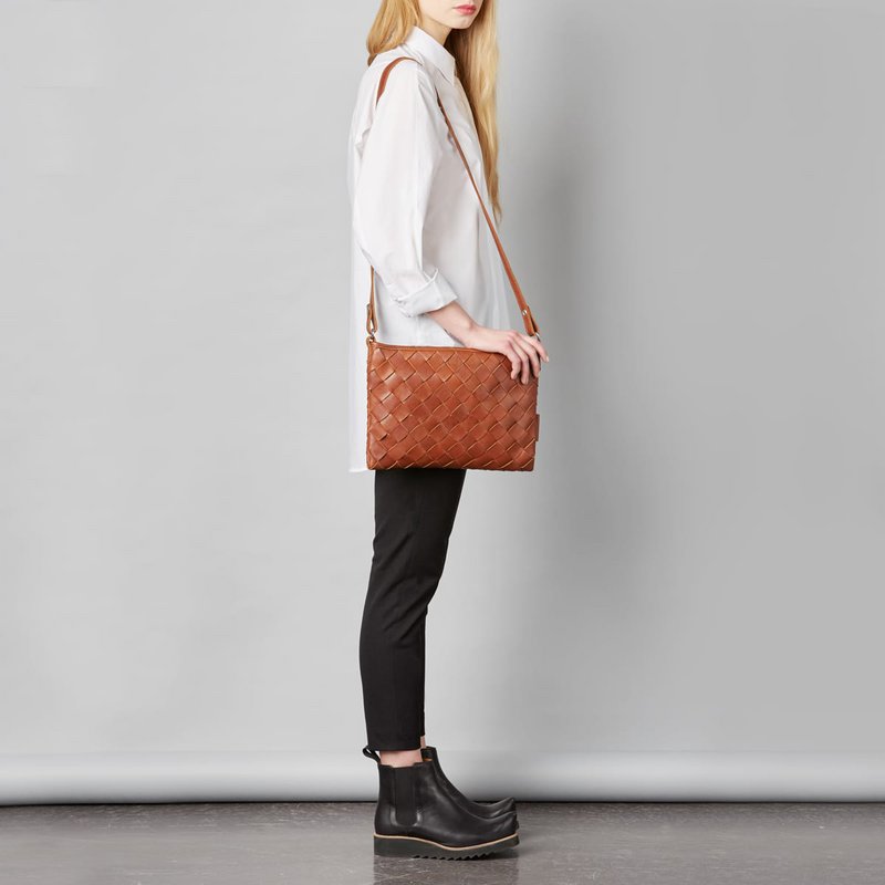 Pochette Intrecciata Grande Cognac