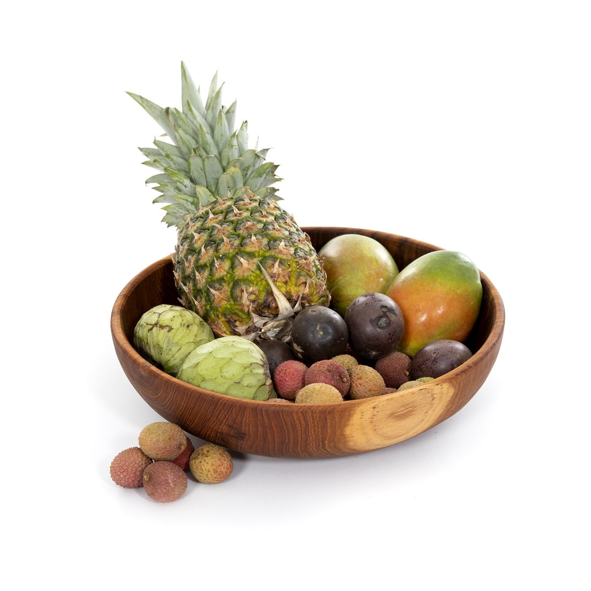 Portafrutta in legno di teak - realizzato artigianalmente - diametro 38 cm