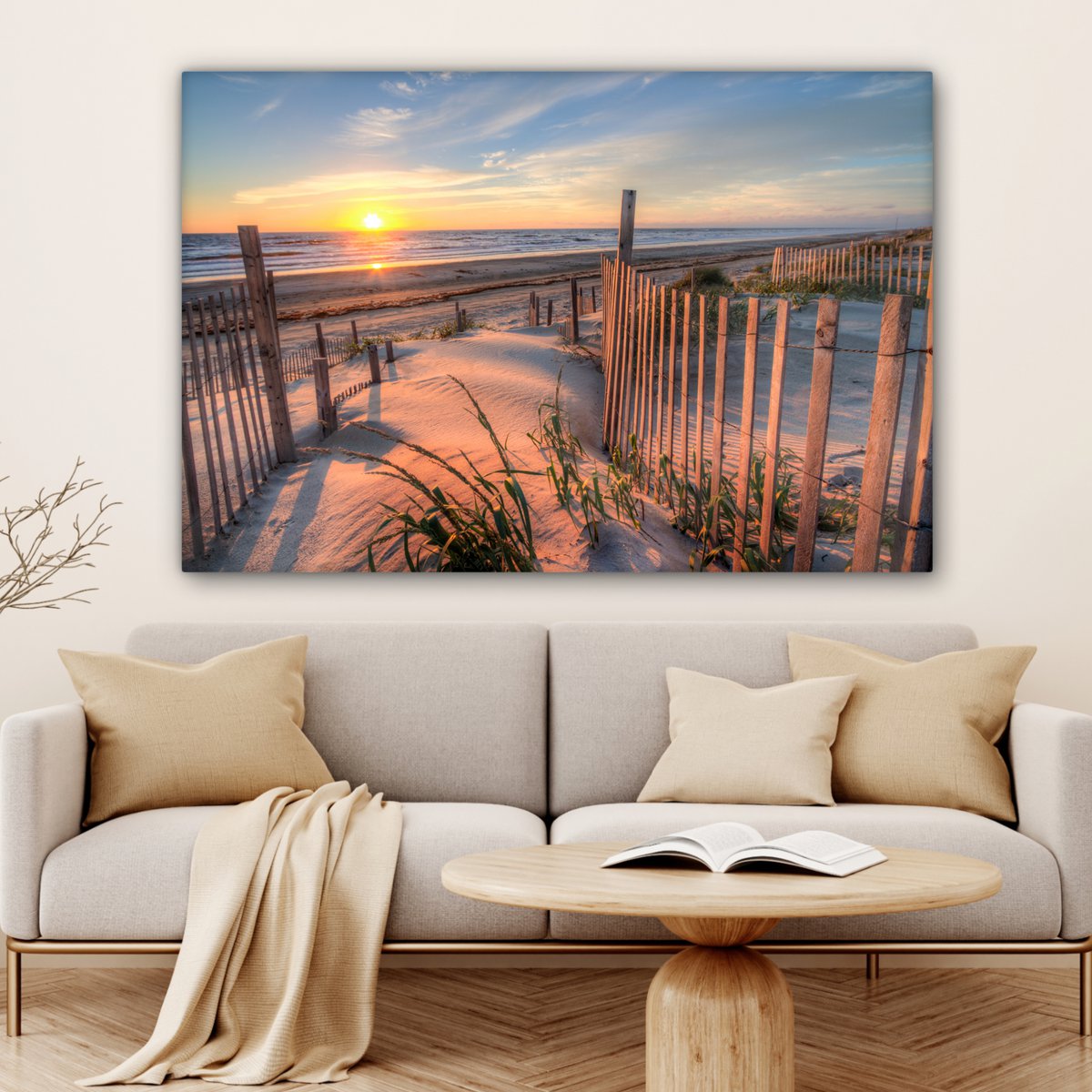 Leinwand Malerei - Wanddekoration - Strand - Meer - Dune - Sonnenuntergang - Landschaft