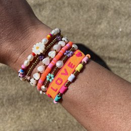 Armband | Parelmoer hartjes