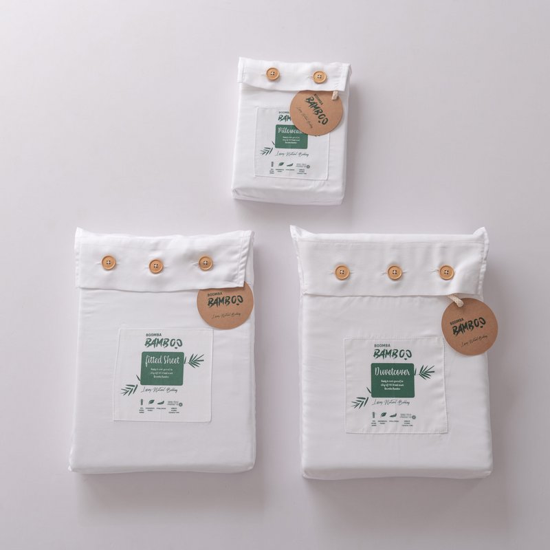 White Bamboo Bedding Set 1-person - 400TC Tanboocel - Coco White