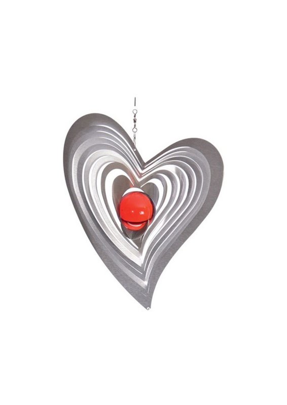 Windspinner, BlinQ Art, Hart/Heart, RVS, Swing, 735461, 162 x 169 mm, Glaskogel 35 mm