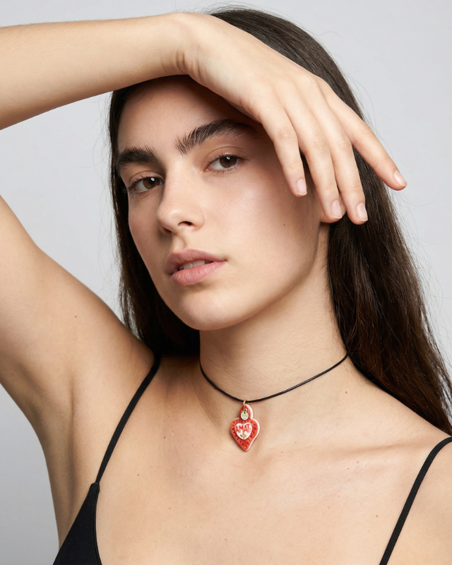 Charms - Pendentif Amati Coeur Rouge En Porcelaine