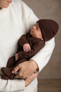 Woolen playsuit / romper suit – merino wool - Chocolate fondant