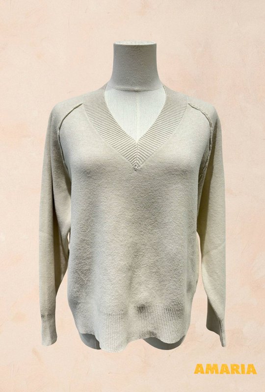 Jersey punto canalé manga larga cuello pico - Viscosa - 1336