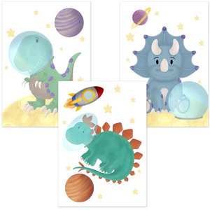 Poster "Dinosaurs - Astronauts" x set of 3