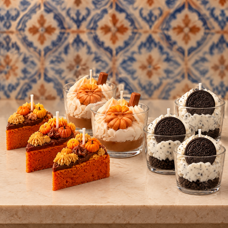 WORKSHOP B2B Herbstkürbis – 12 handgefertigte Dessertkerzen