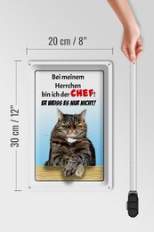 Tin sign saying 20x30cm cat with my master boss