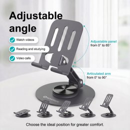 NOVOTECK Z-093 Soporte Giratorio Plegable para Teléfono – Soporte Metálico Ajustable 360° para Smartphones y Tabletas