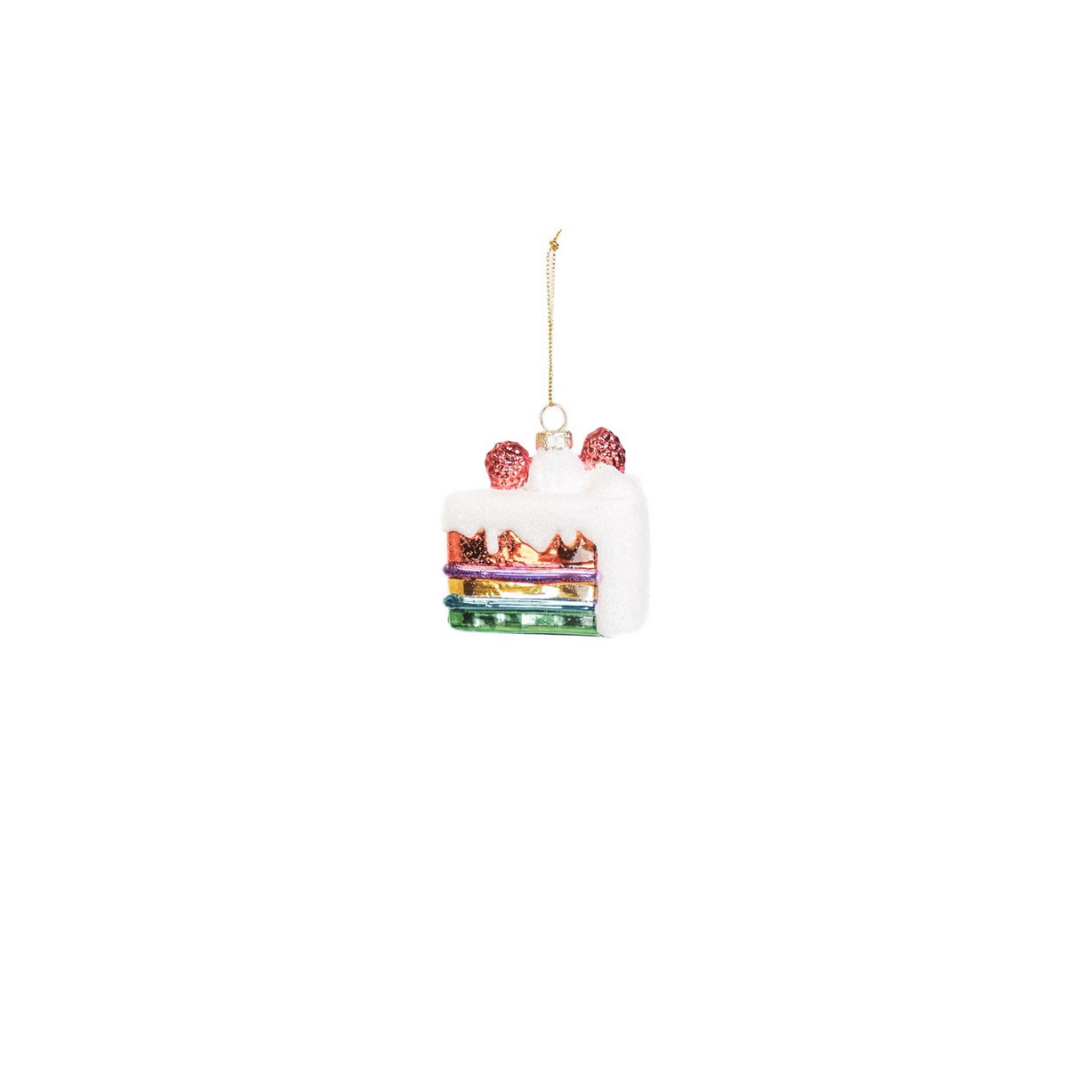 Ornament-Weihnachtshänger – Stück Kuchen – Glas – 7,5 x 6,5 x 7,5 cm