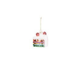 Ornament-Weihnachtshänger – Stück Kuchen – Glas – 7,5 x 6,5 x 7,5 cm