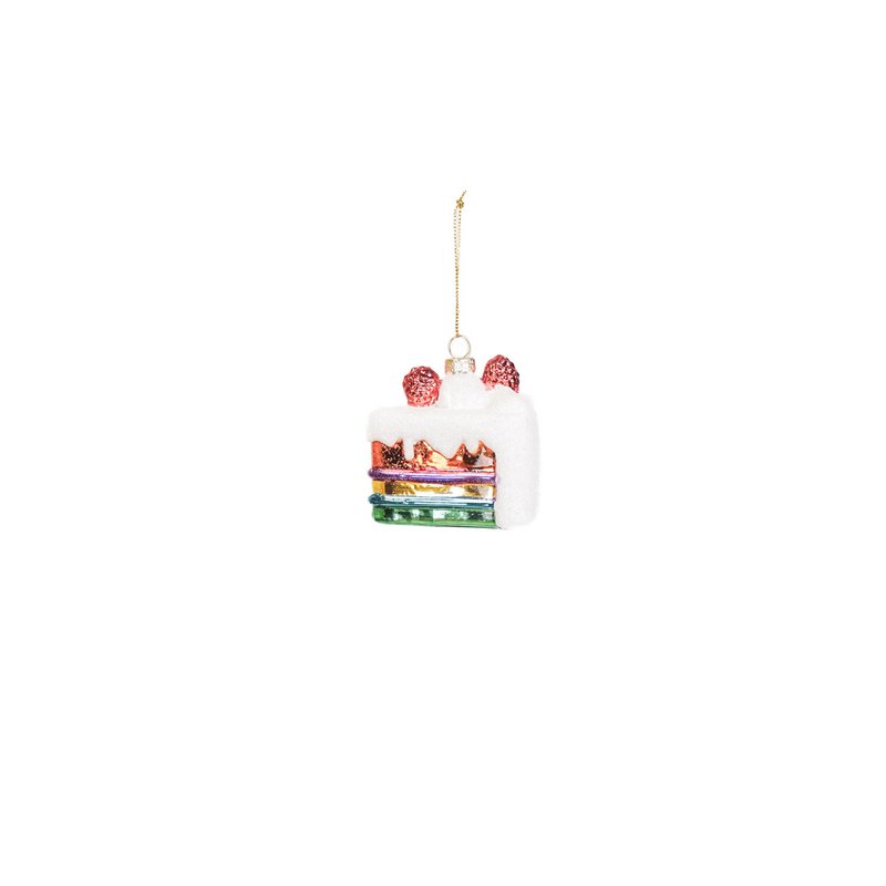Ornament-Weihnachtshänger – Stück Kuchen – Glas – 7,5 x 6,5 x 7,5 cm