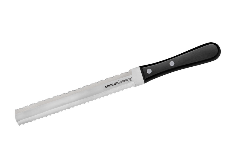 Samura Harakiri Knife Set, 3 pcs, Utility, Two-sided Saw & Chef's Knives, Black Handle