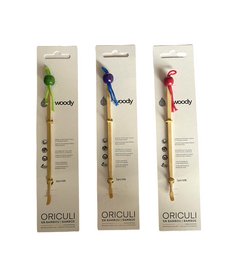  Wooden ear care tool in red, blue, and green colors. Ergonomic design with textured grip for comfortable use.