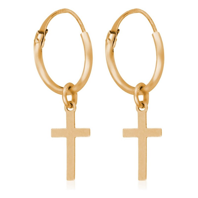 Pendientes cruzados de oro amarillo de 9k