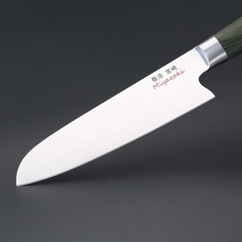 Miyazaki Kodawari Santokumesser 7", Griff Pakkaholz grün