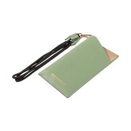 RB1087BF | Brillen-/Smartphone-Halter mit Schultergurt, hergestellt in Italien aus echtem, glattem, mattem Leder. Mintfarben