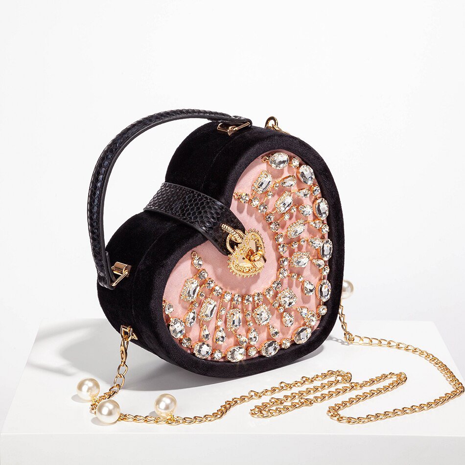Saint Tropez Diamond Heart Velours-Abendtasche