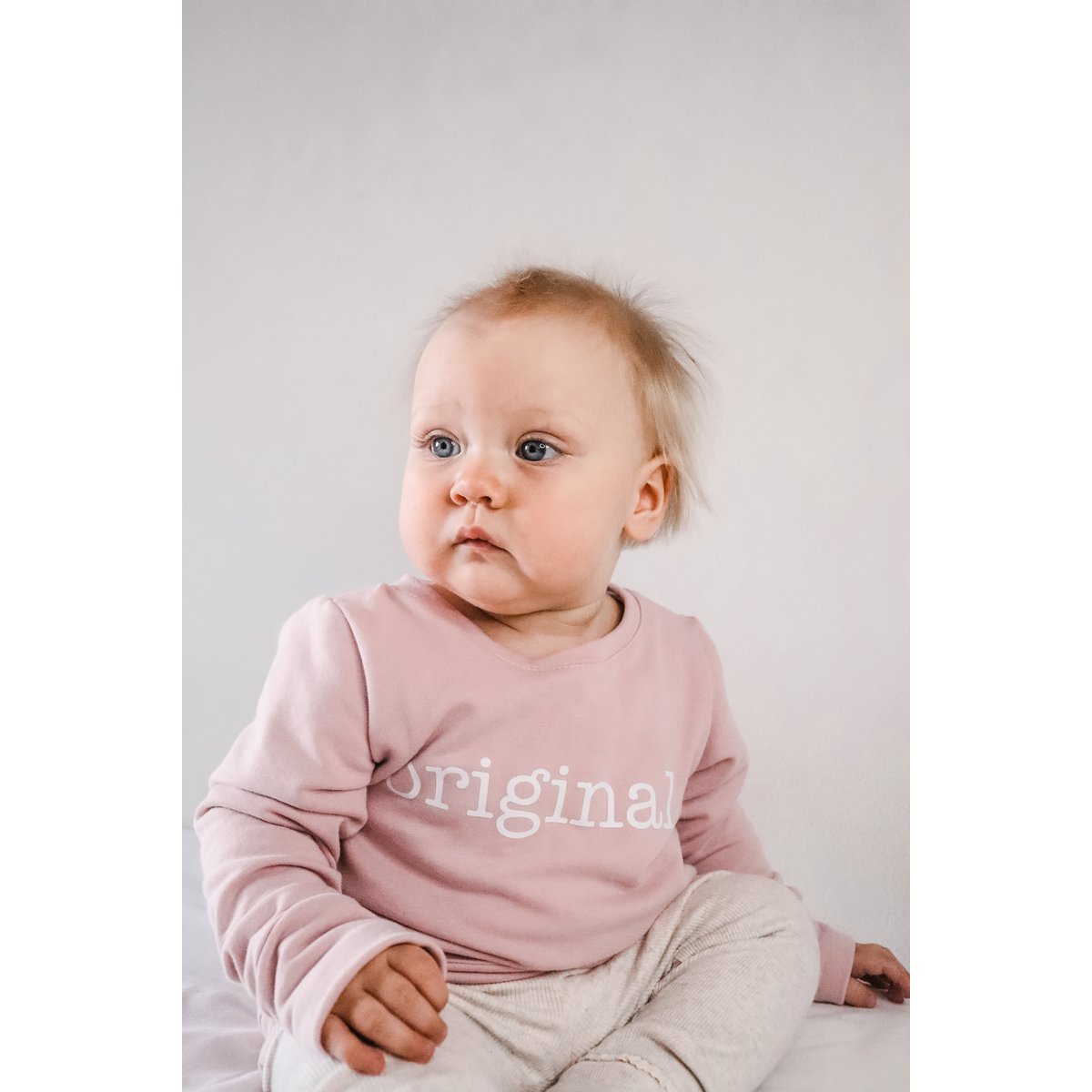 Pull oversize rose bio pour bébé avec imprimé