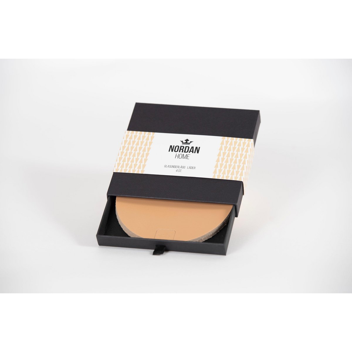 Onderzetters van leer, 4-pack, naturel