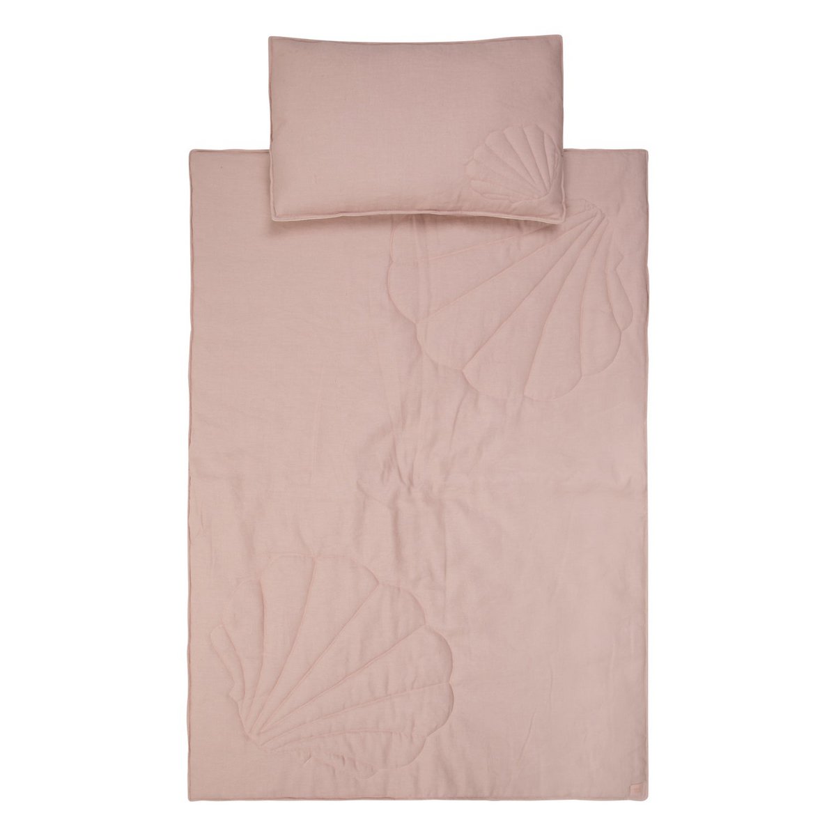 Linnen schelp kinderovertrekset "Poederroze" Groot formaat