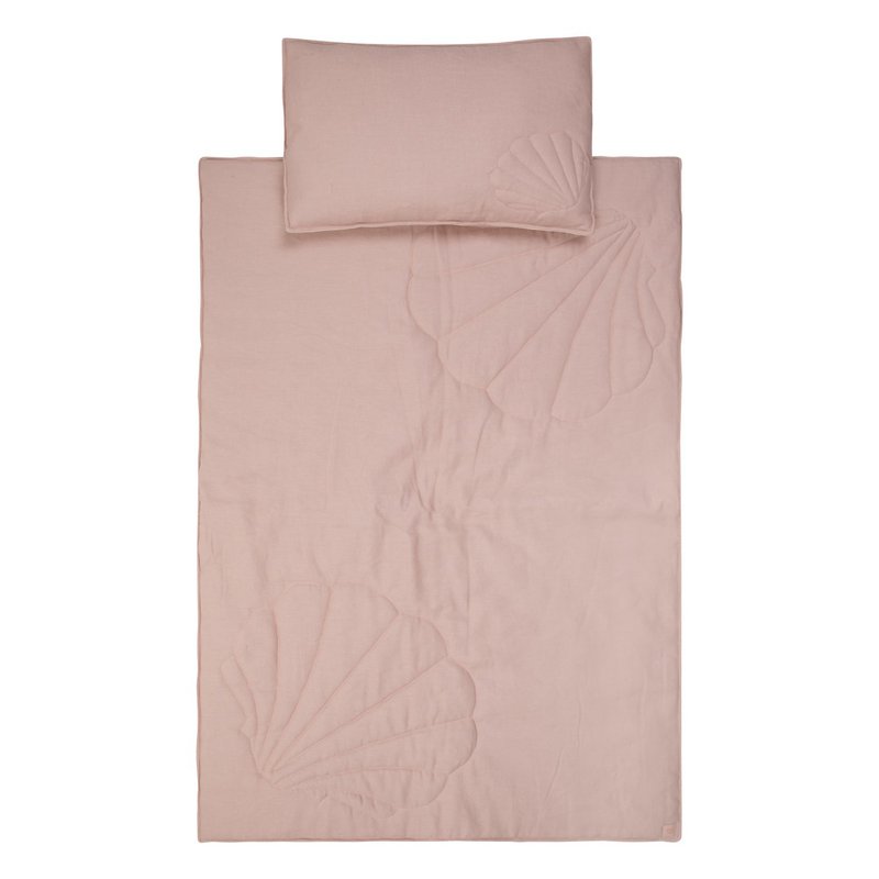 Linnen schelp kinderovertrekset "Poederroze" Groot formaat