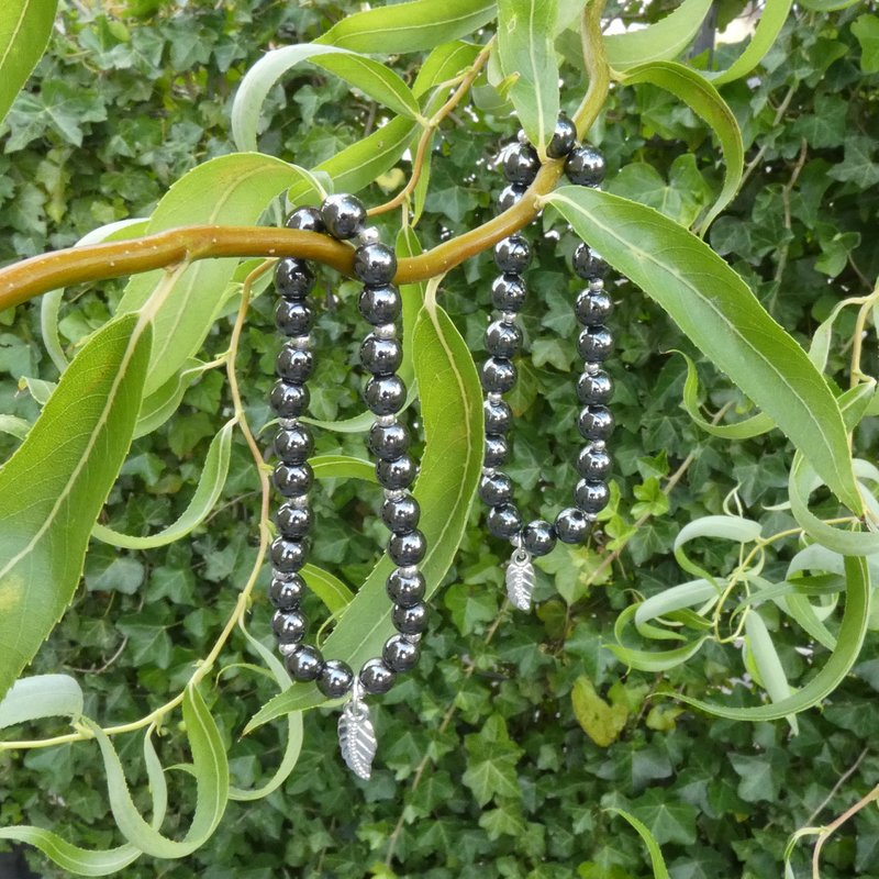 Bracciale mamma e figlia ematite e argento placcato