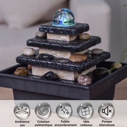 Fontaine d'Intérieur - Eka - Déco Zen et Originale - Design Temple Lumière Led Colorée - Idée Cadeau