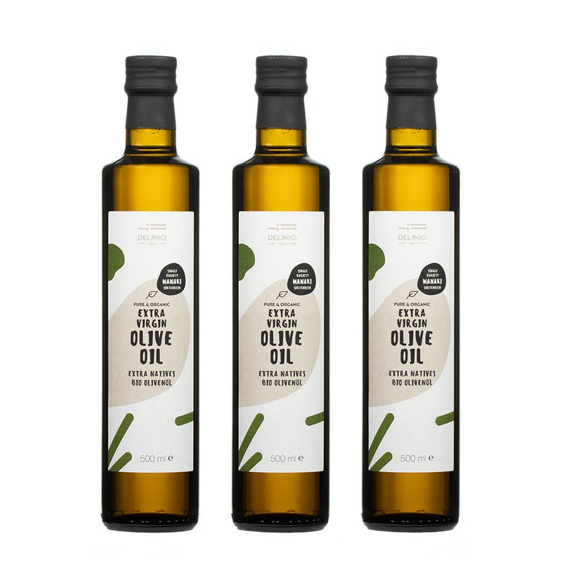 Ekstra jomfru økologisk olivenolie Manaki, 500 ml